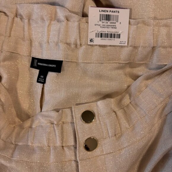 I.N.C. International Concepts Women's Metallic Wide-Leg Linen Dress Pants NWT - Picture 7 of 8